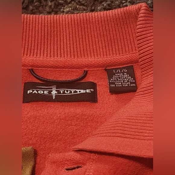Page & Tuttle Men’s Collared 1/4 Button Burnt Orange Fleece Golf Pullover NWOT - Picture 3 of 7